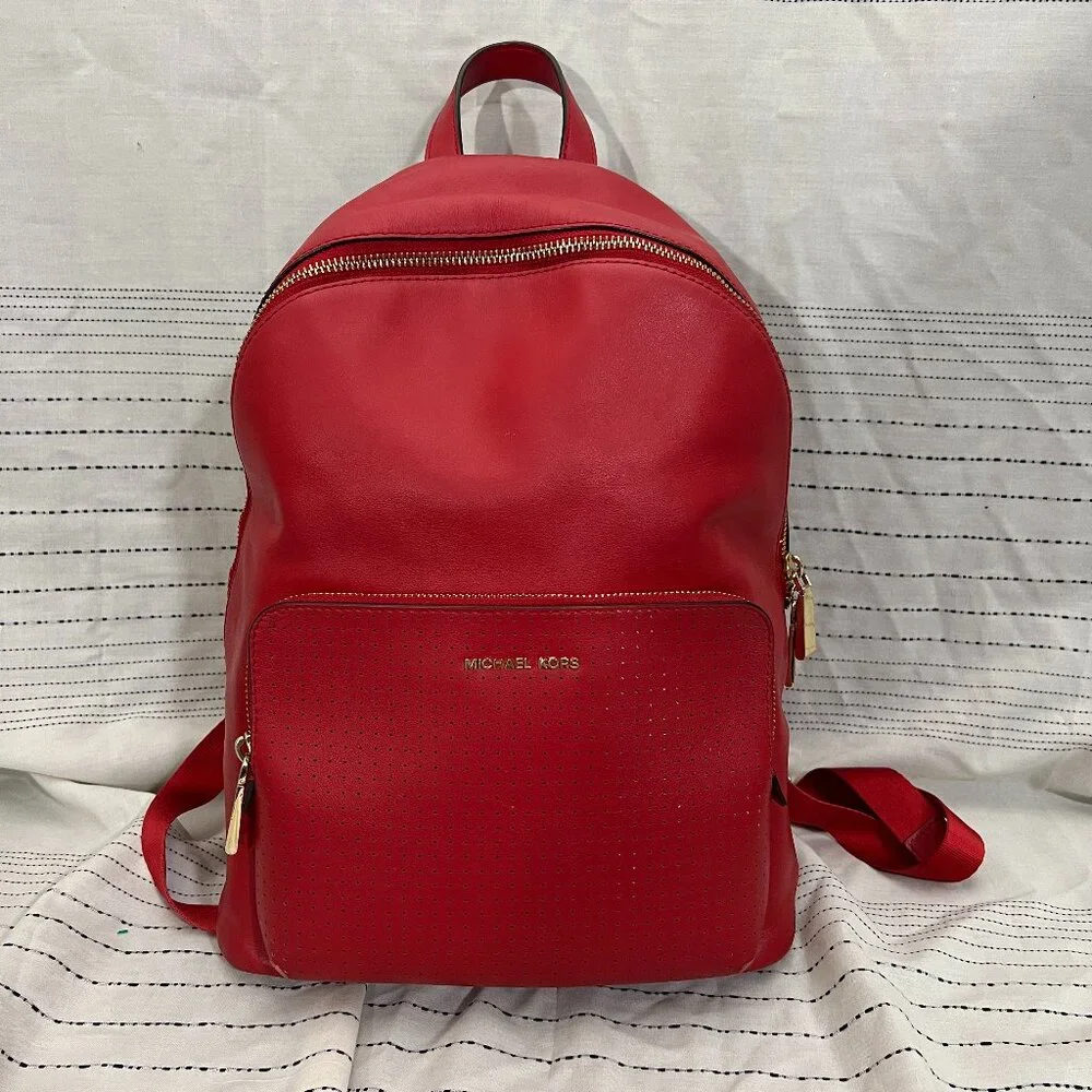 Michael Kors Wythe Large Backpack Red - Picture 1 of 8